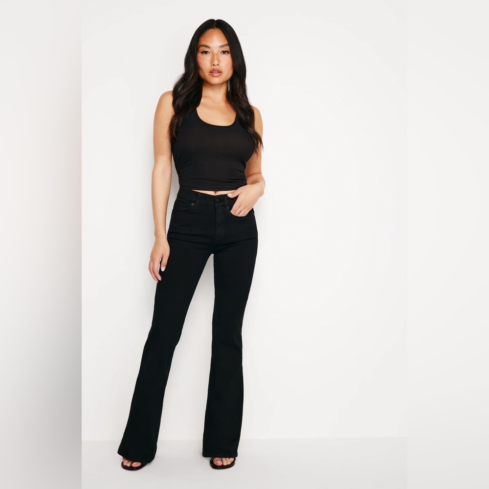 Good American Black Flare Jeans- Petite length NWOT